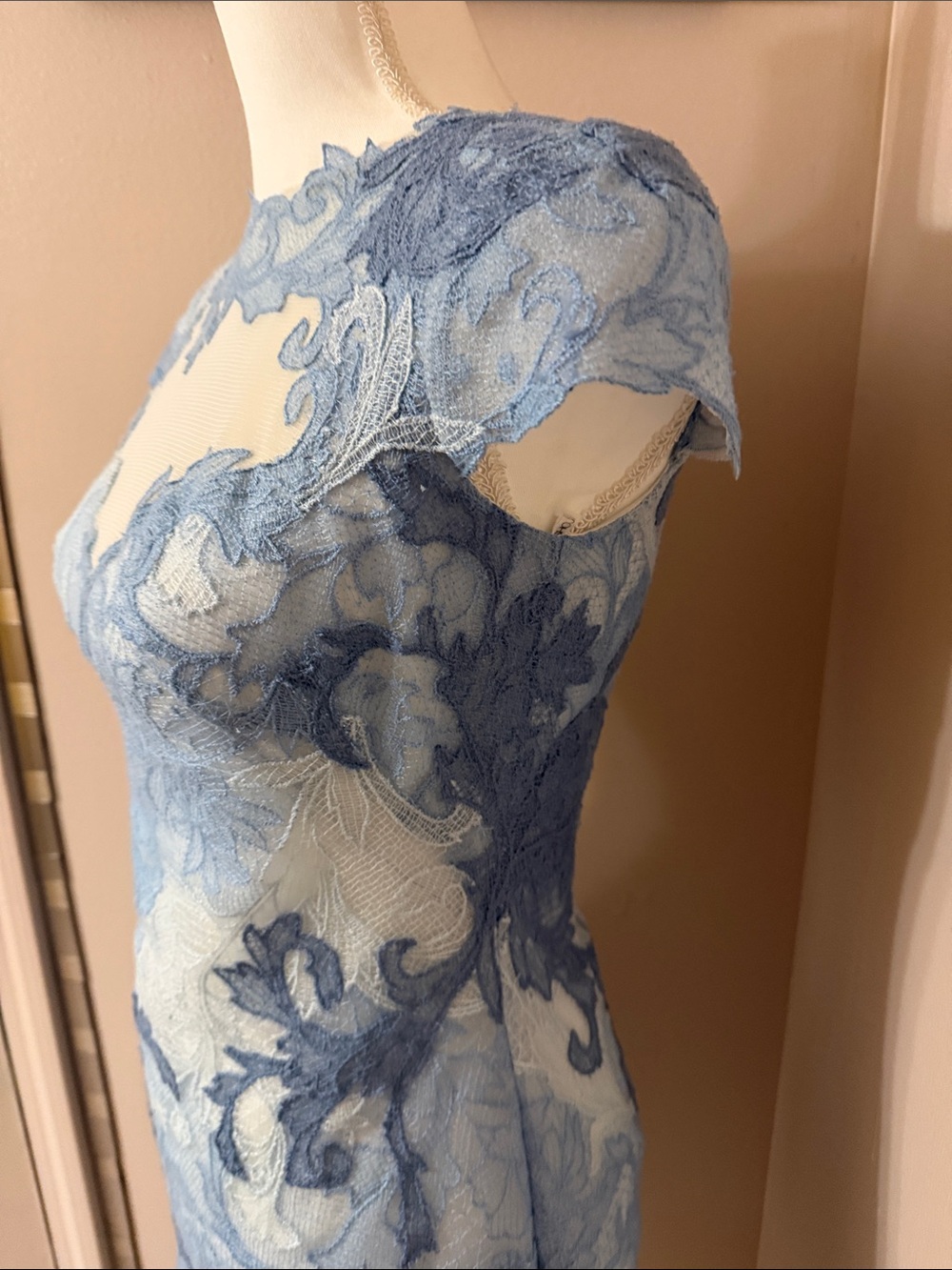 Tadashi Shoji Anthropologie Powder Blue Lace Midi Dress - Picture 4 of 9